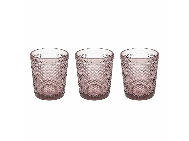 Set 3 Vasos Cyclamen 300 cc Diamante Cyclamen en cristal rosa