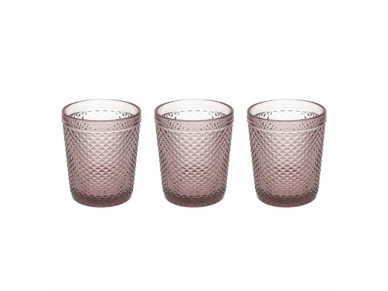 Set 3 Vasos Cyclamen 300 cc Diamante Cyclamen en cristal rosa