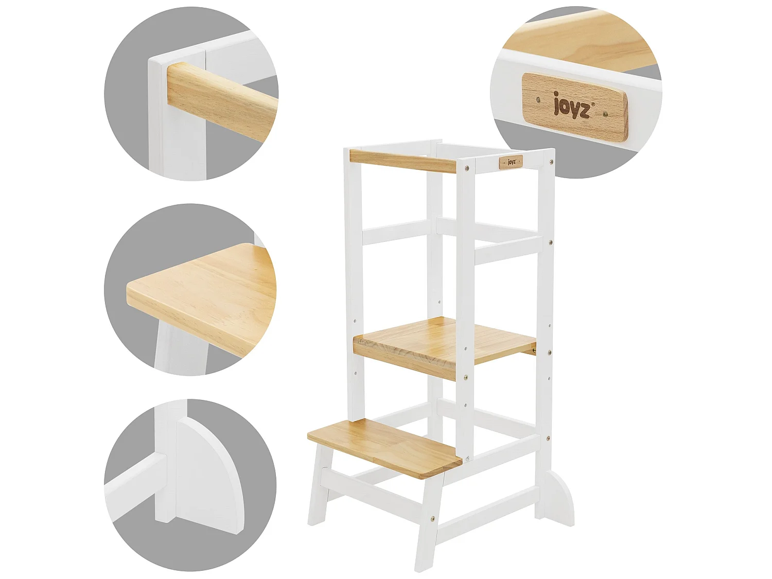Torre di apprendimento montessori per bambini legno bianco/naturale Joyz