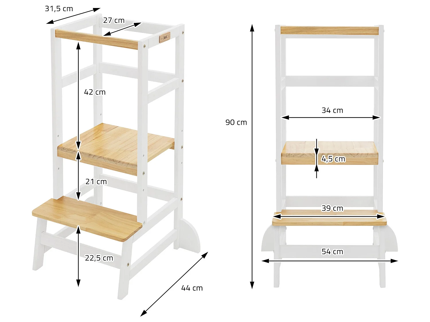 Torre di apprendimento montessori per bambini legno bianco/naturale Joyz