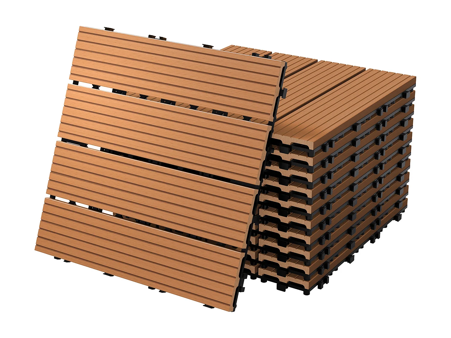 Carreaux terrasse dalles 30x30cm carrelage jardin aspect bois marron clair ECD Germany