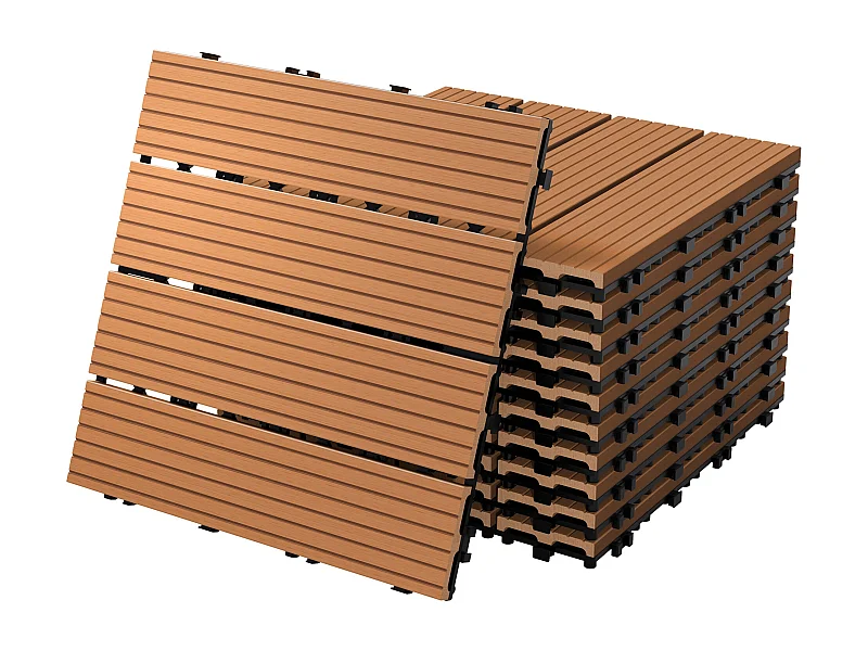 Carreaux terrasse dalles 30x30cm carrelage jardin aspect bois marron clair ECD Germany