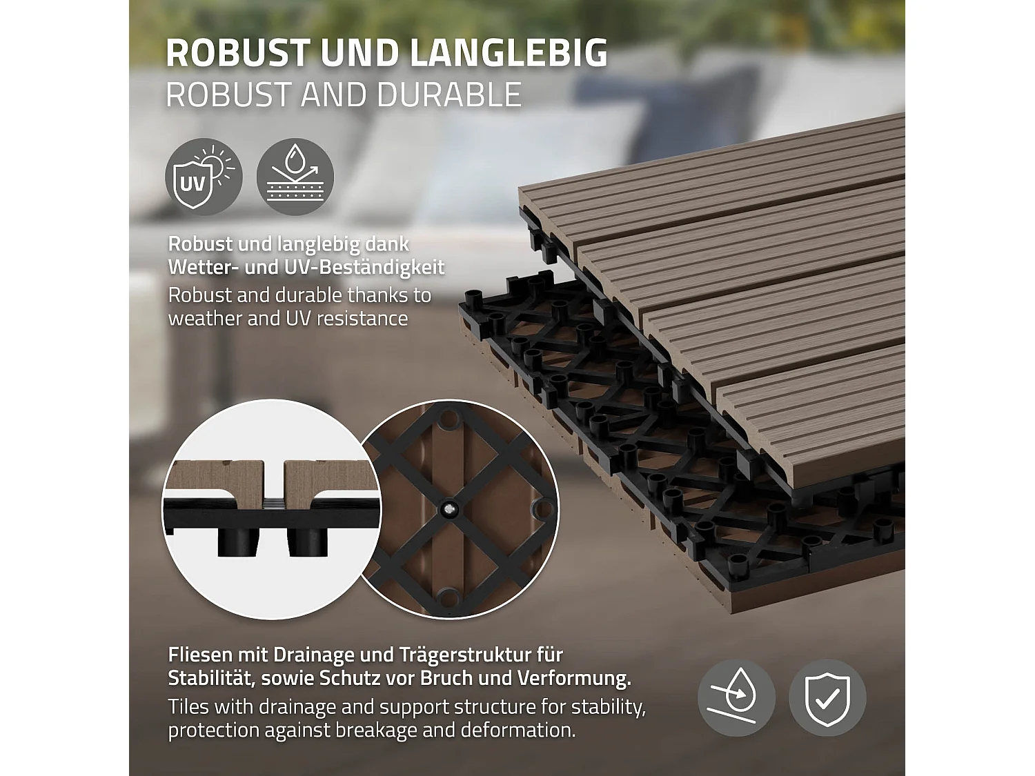 Piastrelle per terrazze 30x30cm 1 m² piastrelle da giardino effetto ECD Germany