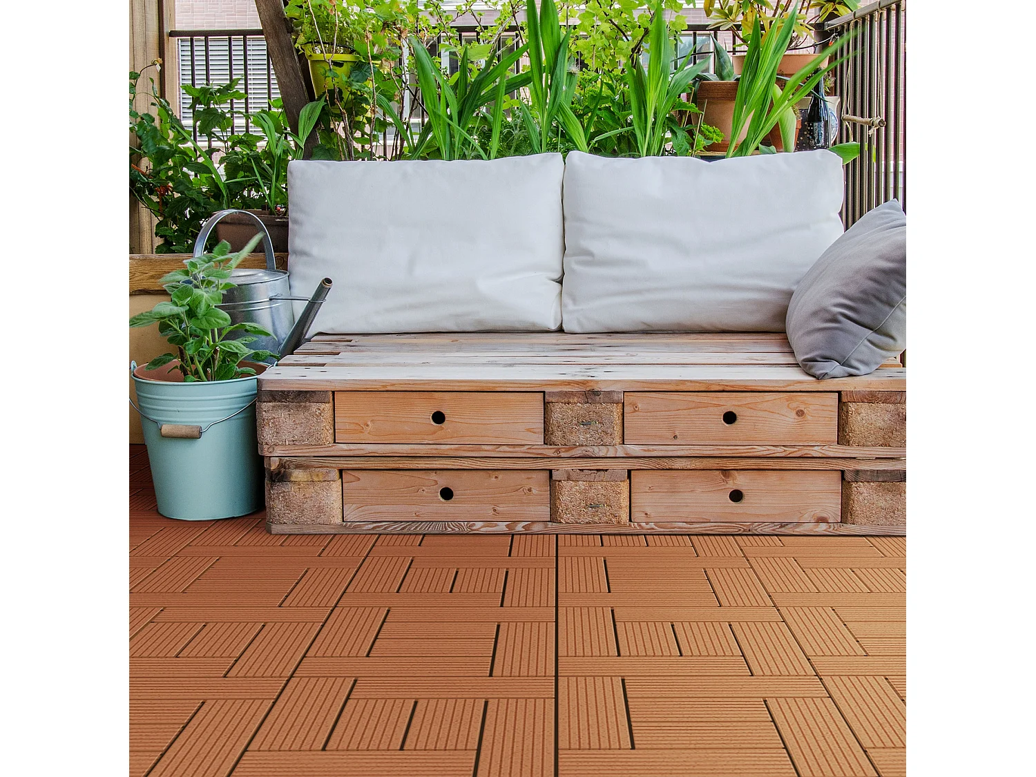 Pavimento in WPC 30x30cm 1 m² mosaico per giardino piscina ECD Germany