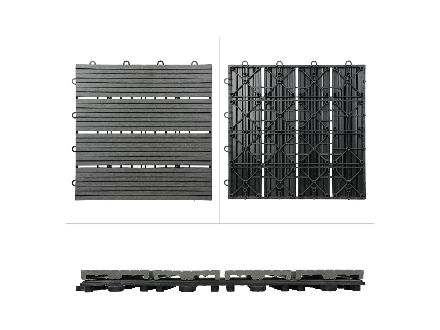 11x Carreaux de terrasse WPC 30x30cm carrelage revêtement de sol anthracite ECD Germany