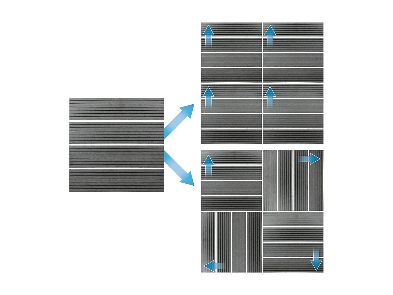 11x Carreaux de terrasse WPC 30x30cm carrelage revêtement de sol anthracite ECD Germany