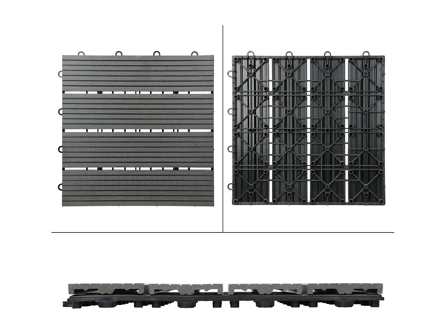 11x Baldosas para terraza WPC 30x30 cm 1 m² baldosas antracita ECD Germany
