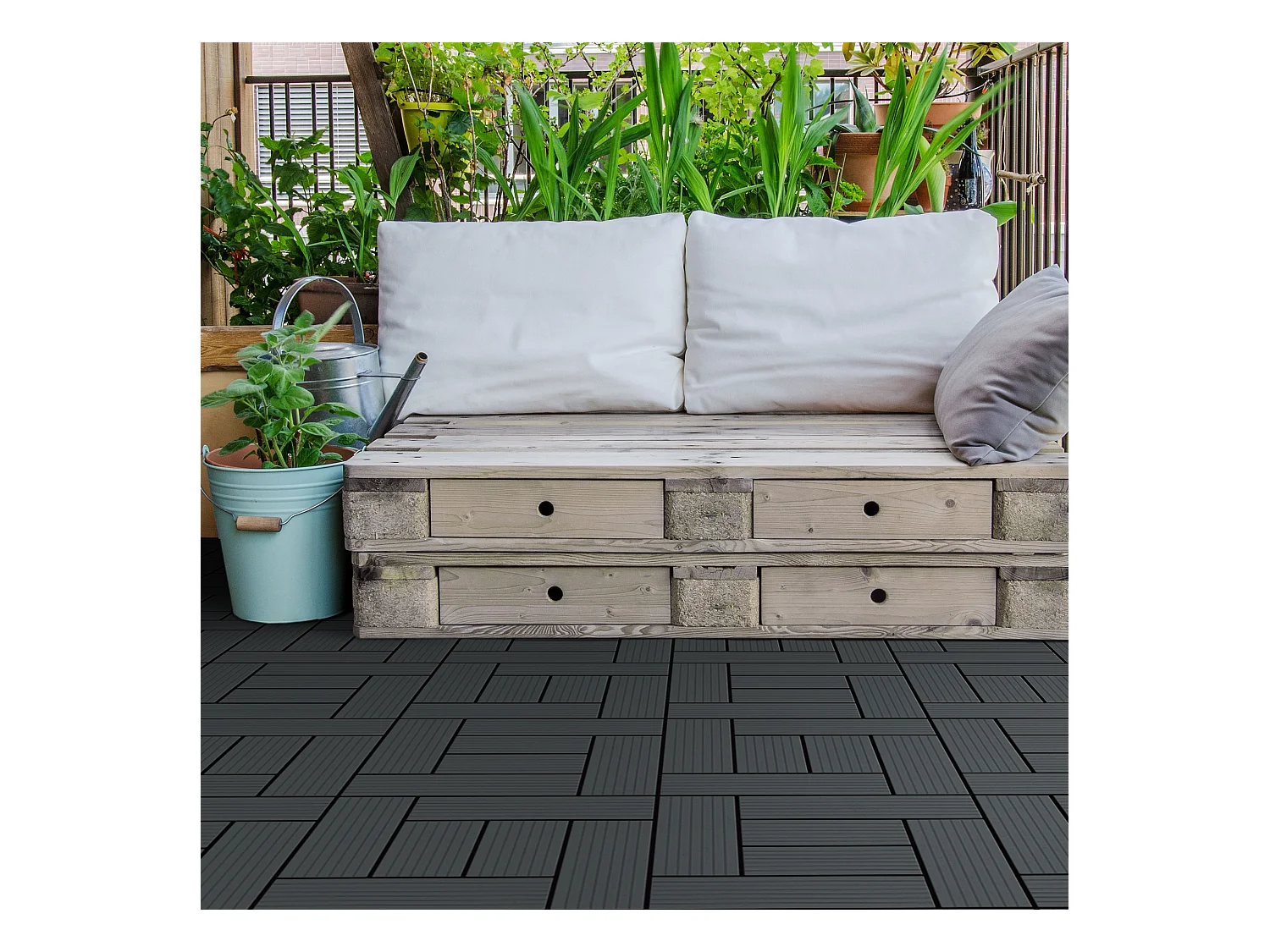 WPC baldosas 30x30cm 1 m² para jardín piscina patio ECD Germany