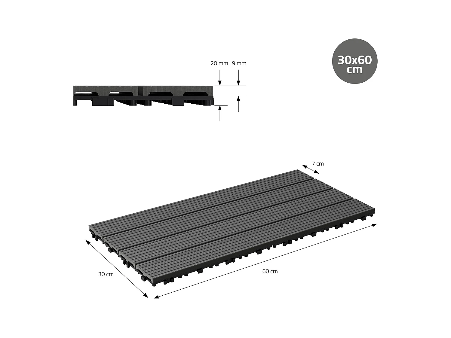 Baldosas de terraza 60x30 cm 1 m² jardín baldosas aspecto ECD Germany