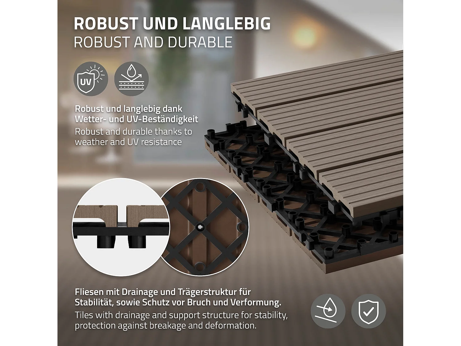 Baldosas para terrazas 60x30 cm 1 m² baldosas de jardín imitación ECD Germany