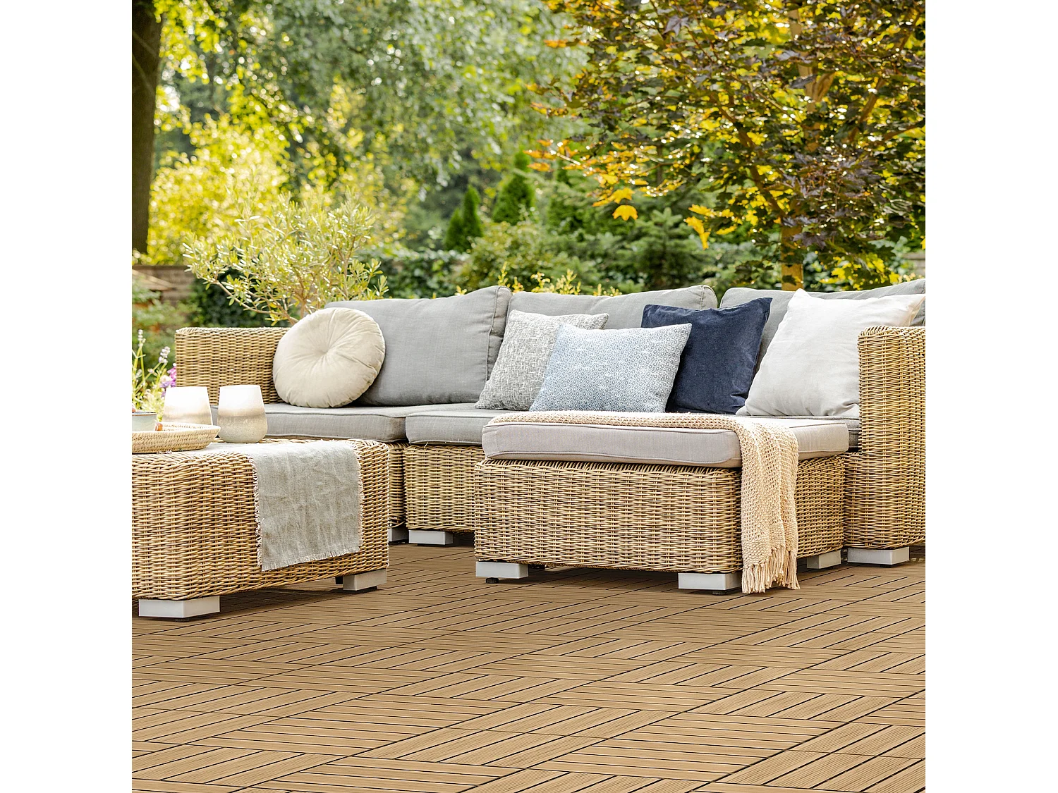 Baldosas de terraza 30x30 cm 1 m² baldosas de jardín WPC teca ECD Germany