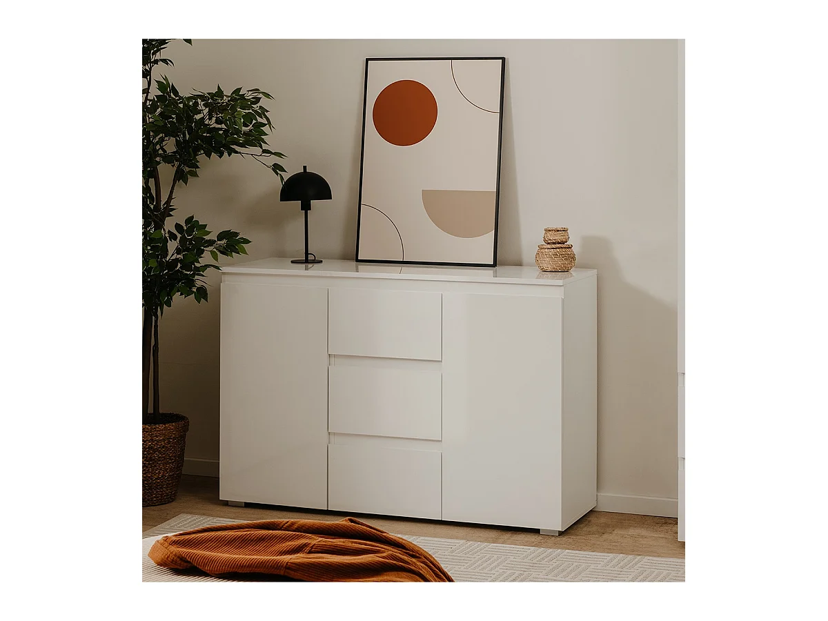 Buffet 2 Portas 3 Gavetas Branco L120 cm - PRETORIA