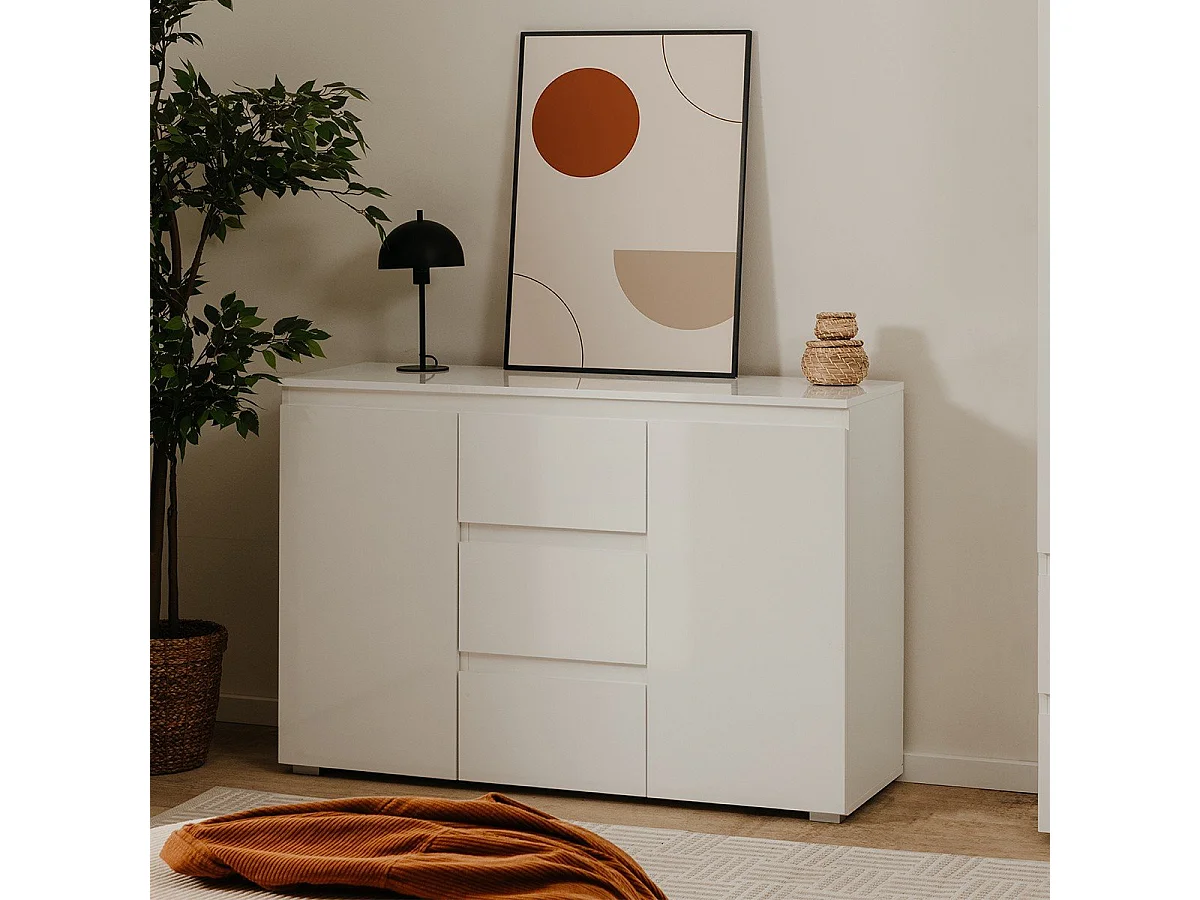 Buffet 2 Portas 3 Gavetas Branco L120 cm - PRETORIA