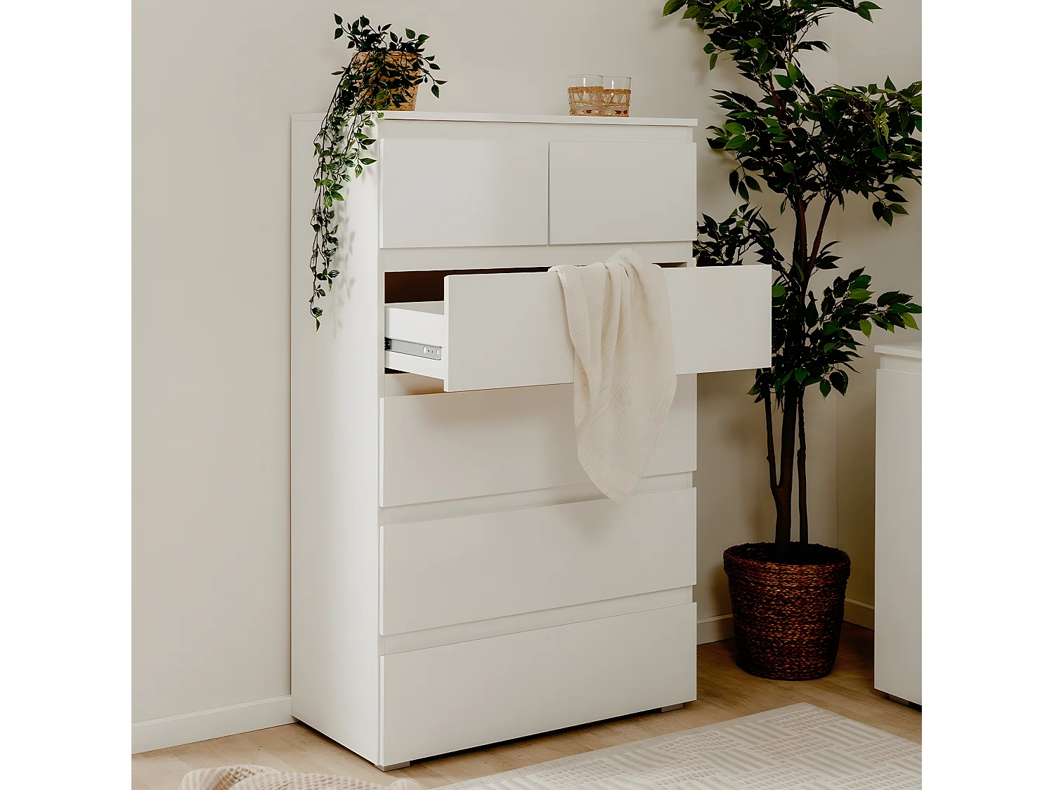 Hohe Kommode mit 6 Schubladen L80 x H131cm - Pretoria