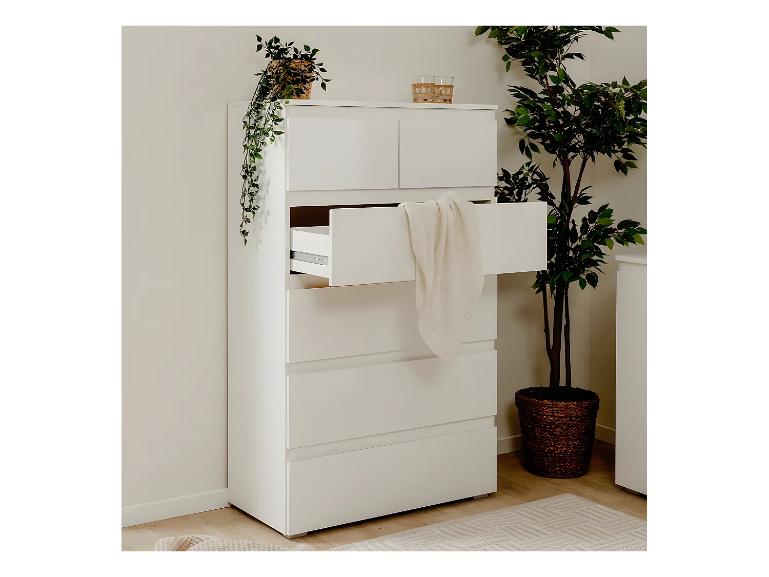 Hohe Kommode mit 6 Schubladen L80 x H131cm - Pretoria