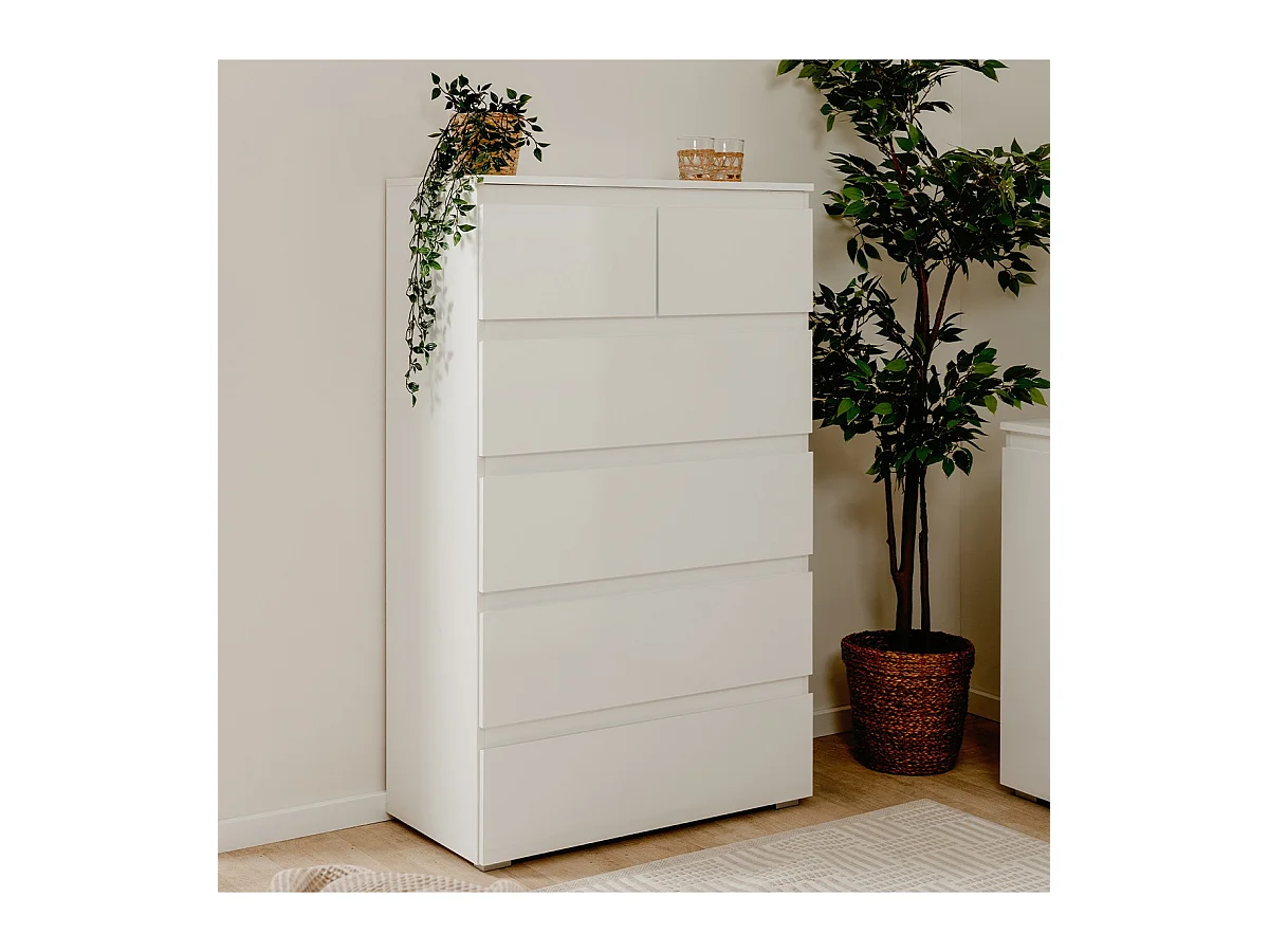 Hohe Kommode mit 6 Schubladen L80 x H131cm - Pretoria