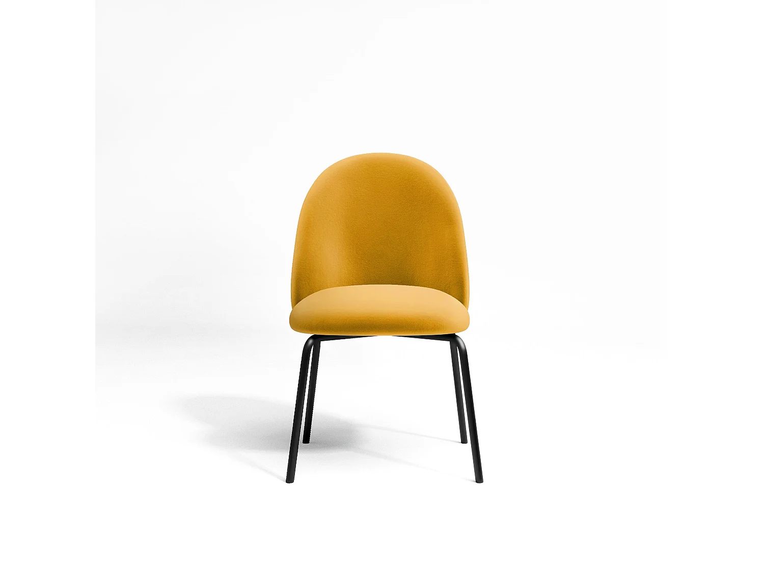 Lot de 2 chaises  velours moutarde pieds noir mat