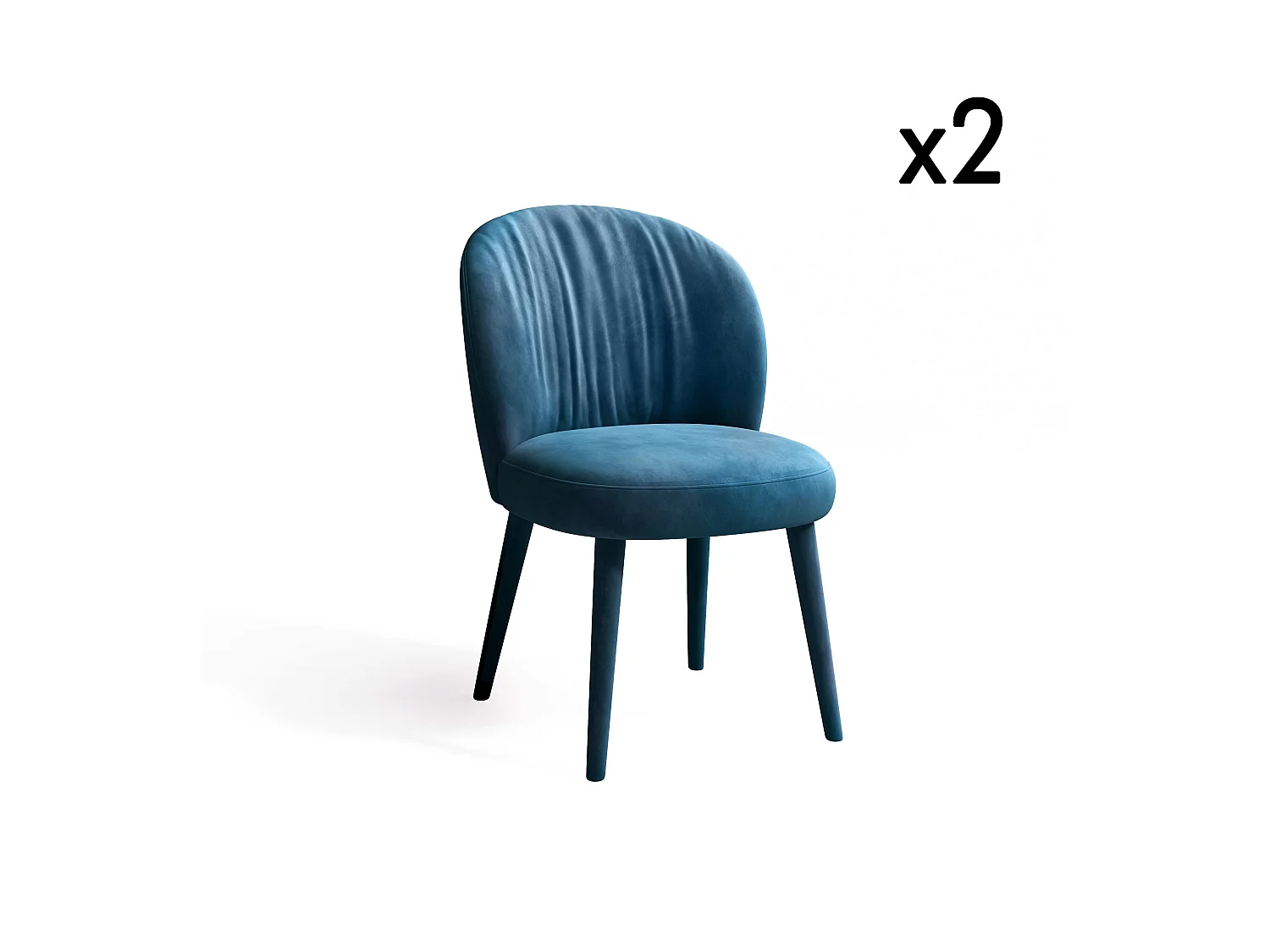Lot de 2 chaises  velours bleu canard pieds velours