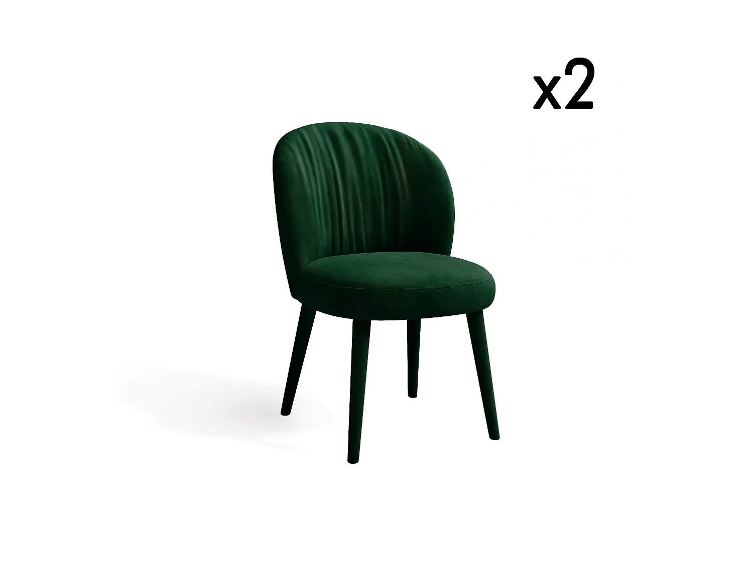 Lot de 2 chaises  velours vert forêt pieds velours