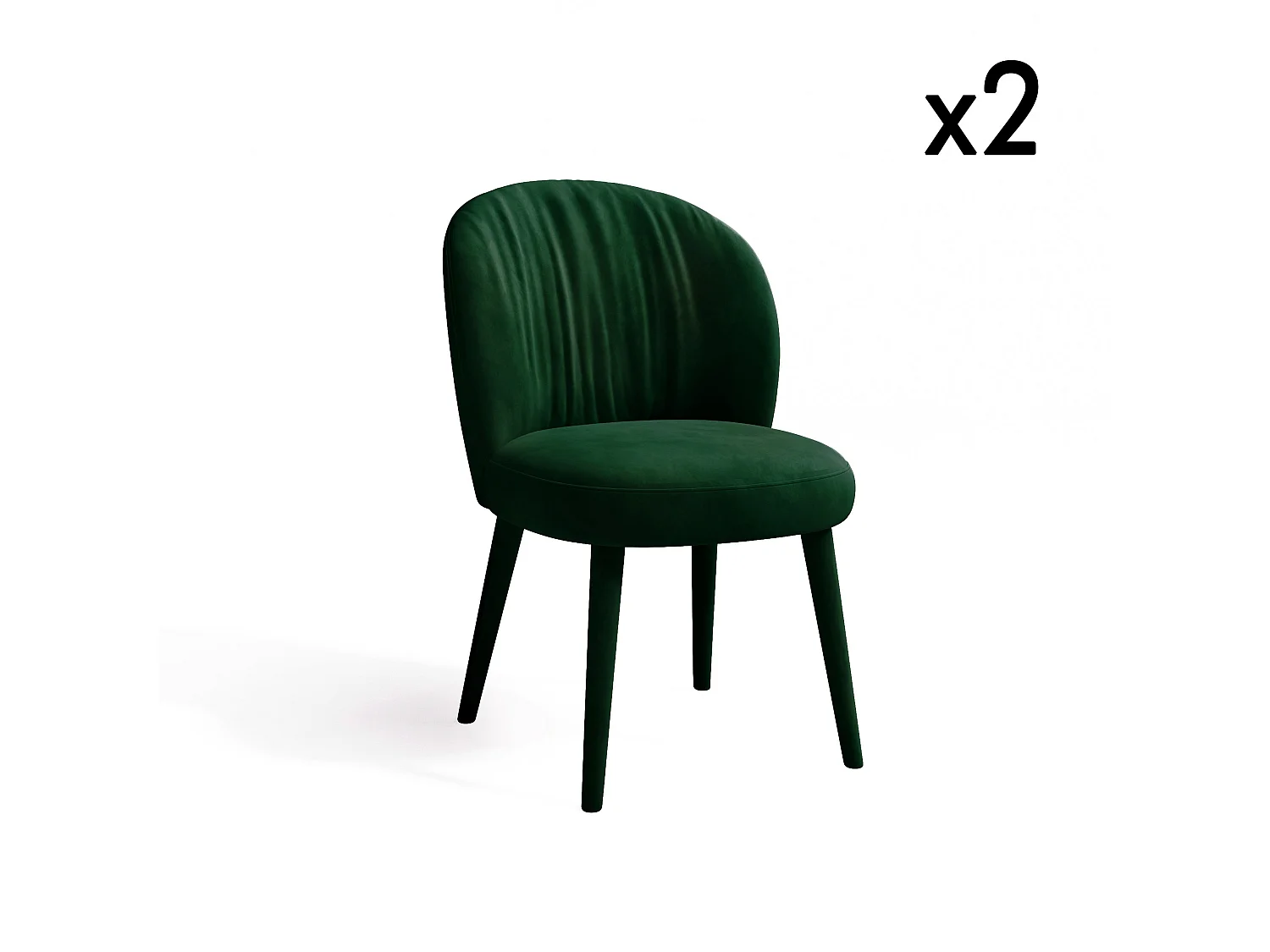 Lot de 2 chaises  velours vert forêt pieds velours