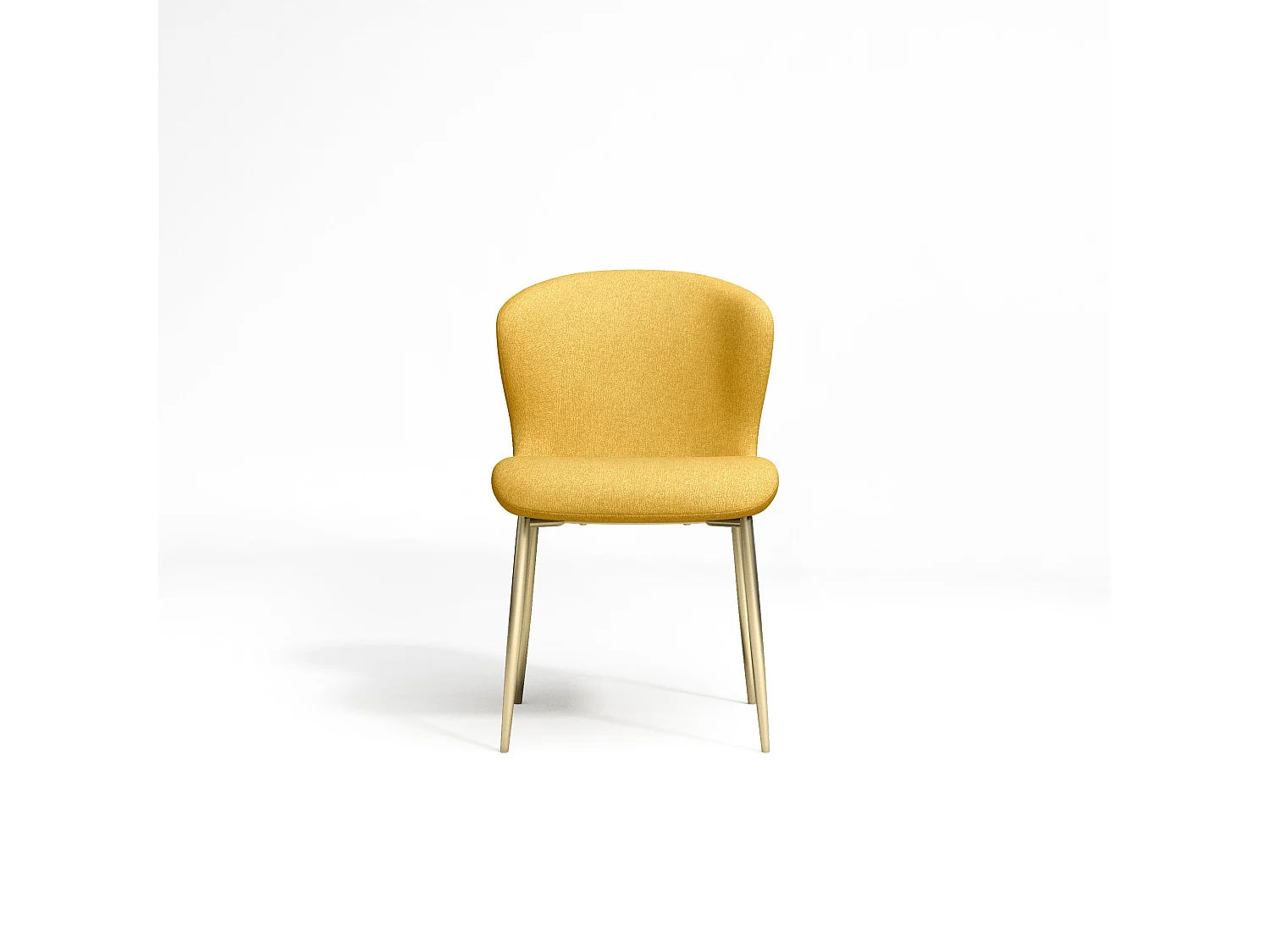 Lot de 2 chaises  tissu moutarde pieds or