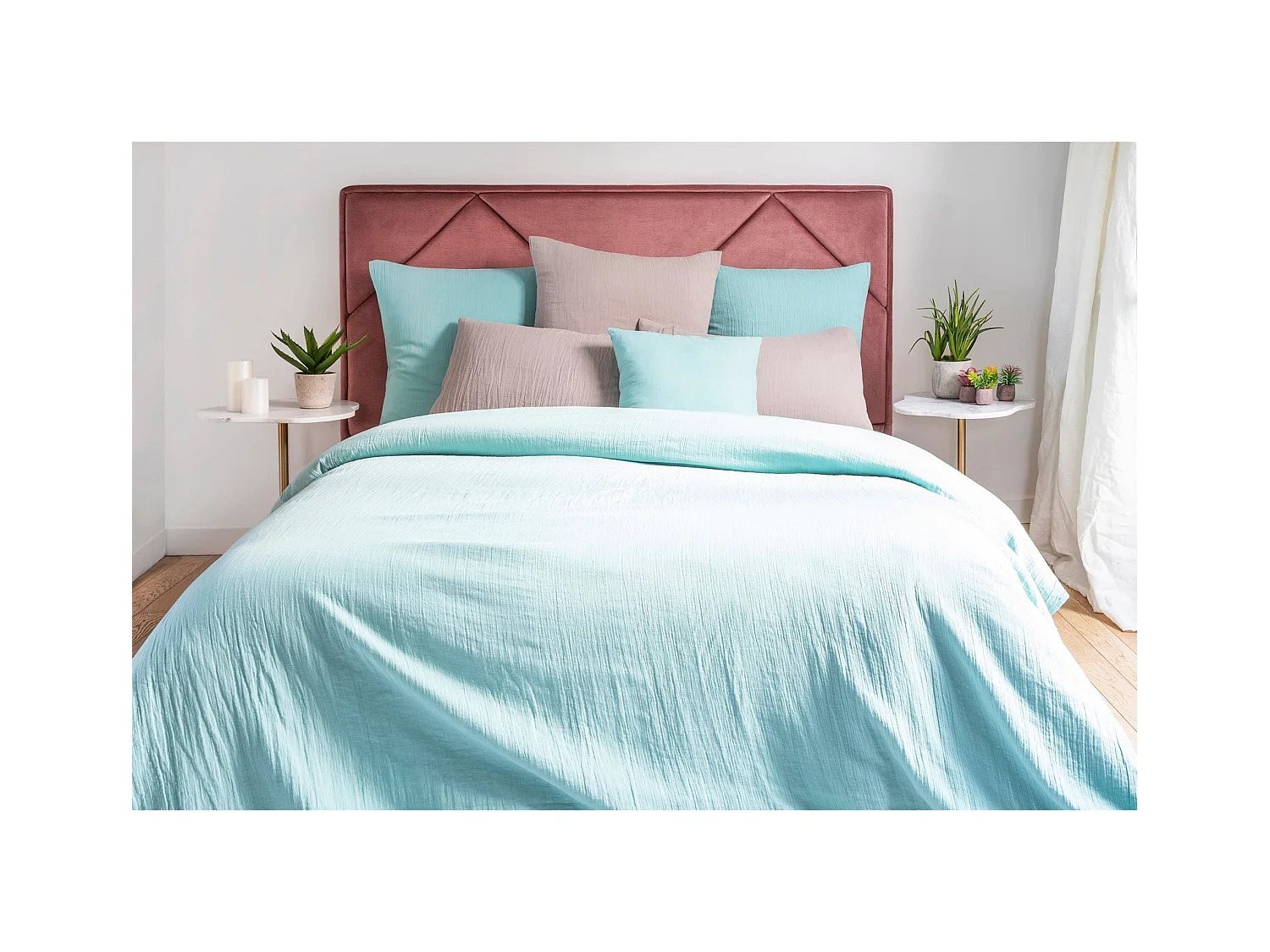 Ensemble housse de couette 260x240cm 2 taies d'oreiller 63x63cm