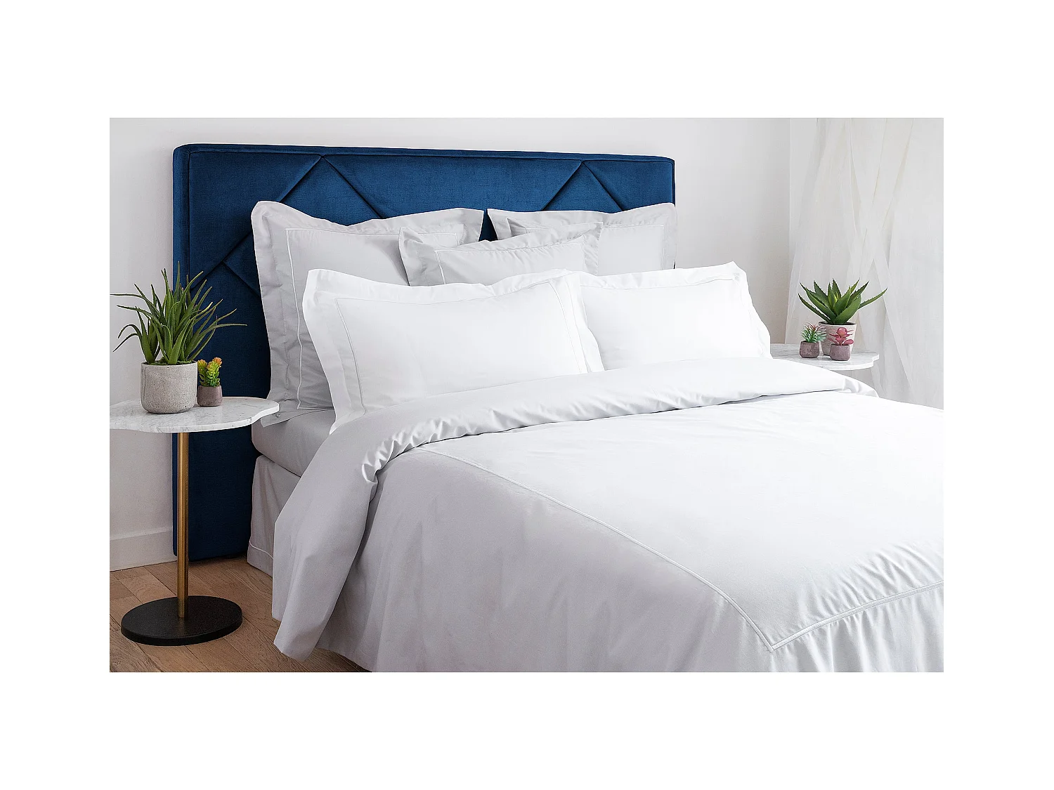 Lot de deux draps housse blanc et gris 140*190cm