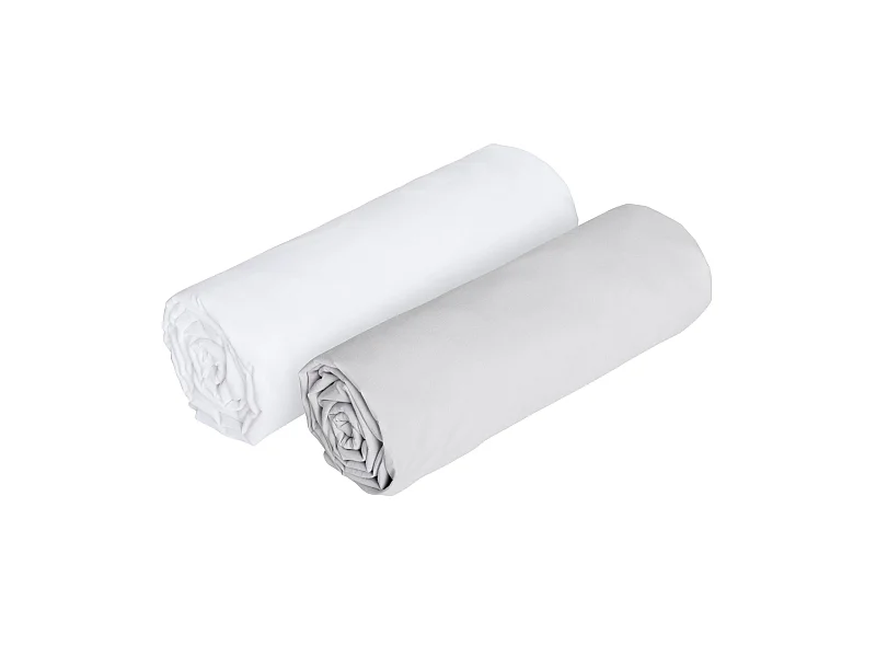 Lot de deux draps housse blanc et gris 200*200cm