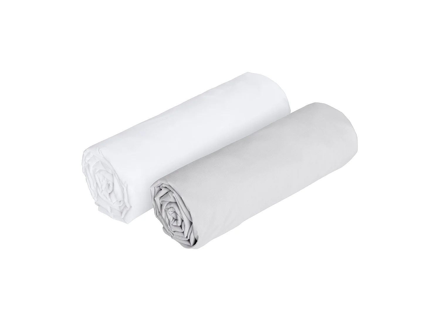 Lot de deux draps housse blanc et gris 160*200cm