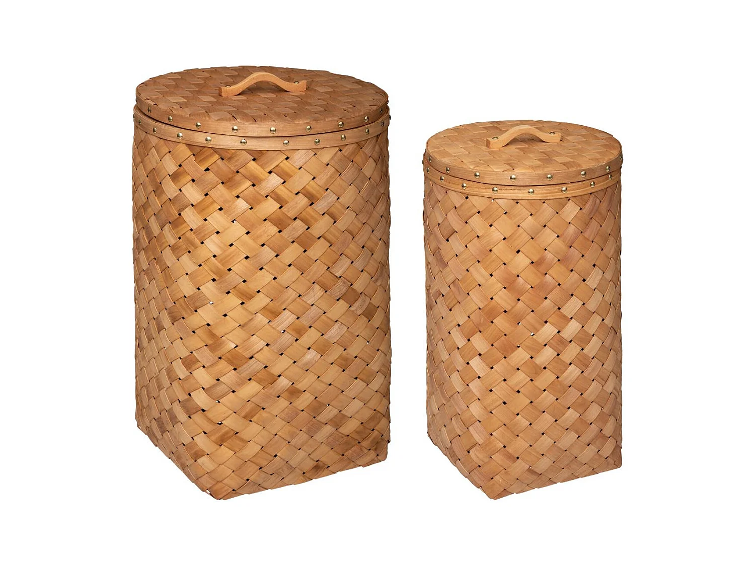 Lot de 2 Paniers à Linge "Bois" 62cm Caramel