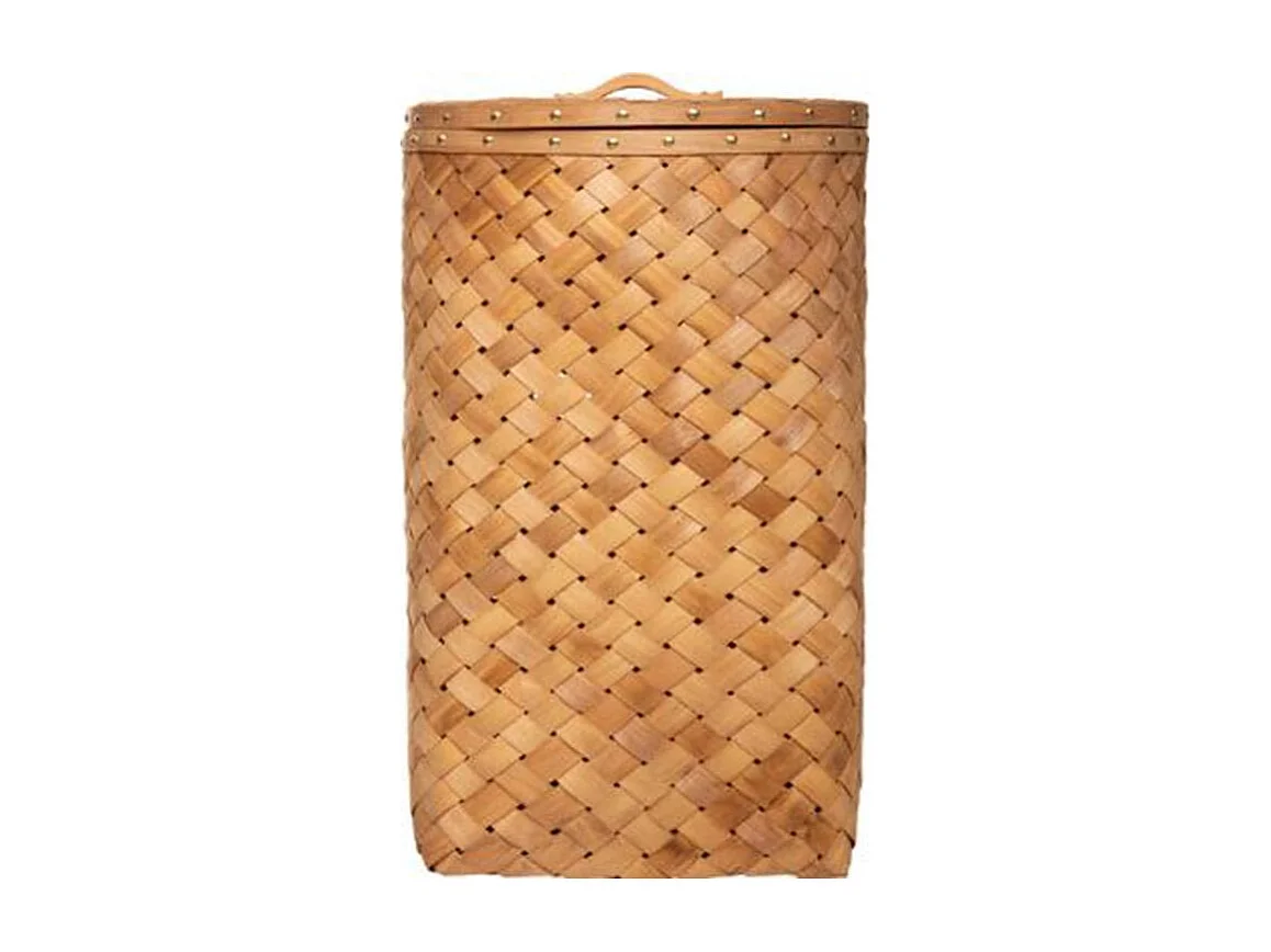 Lot de 2 Paniers à Linge "Bois" 62cm Caramel