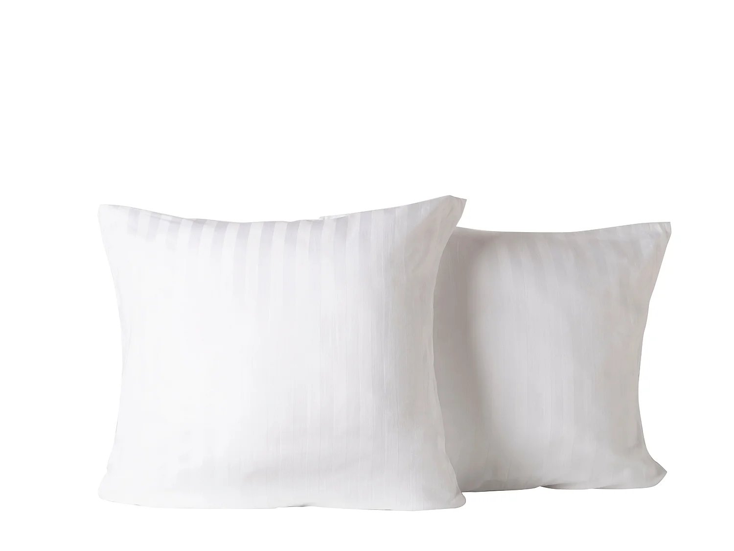 Ensemble deux taies d'oreiller blanc rayures blanches satin 63x63cm