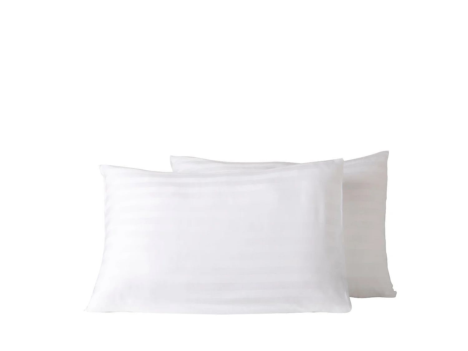 Ensemble deux taies d'oreiller blanc rayures blanches satin 50x70cm