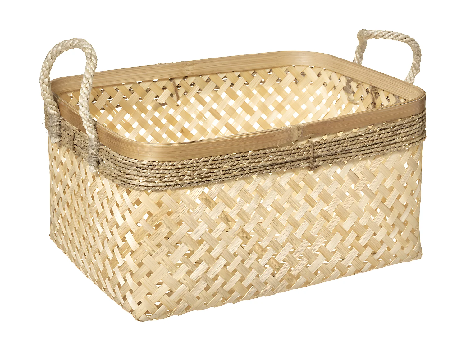 Lot de 3 Paniers de Rangement "Corde" 39cm Beige