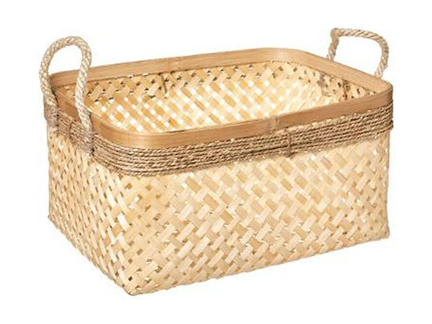 Lot de 3 Paniers de Rangement "Corde" 39cm Beige