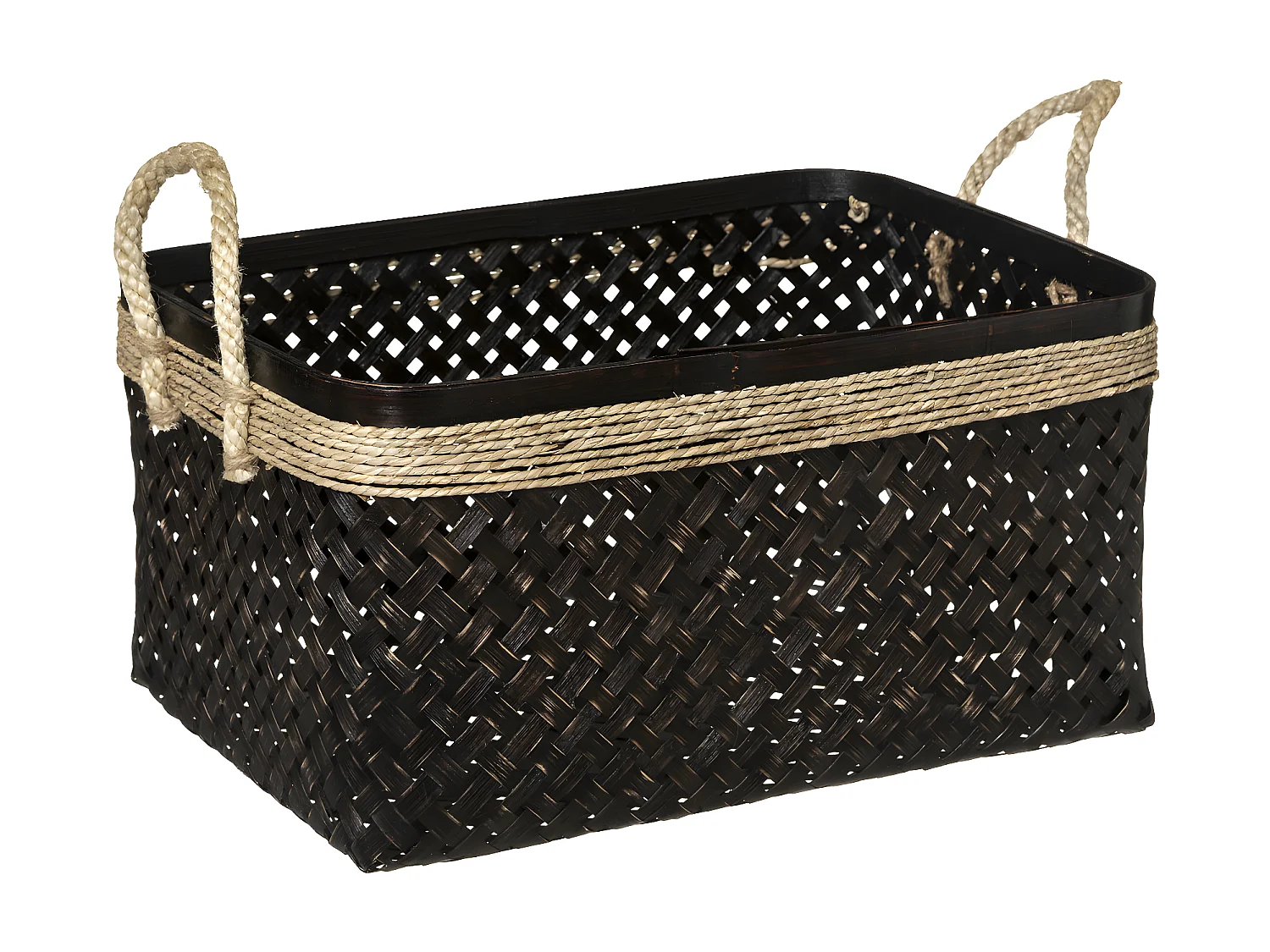 Lot de 3 Paniers de Rangement "Corde" 39cm Marron