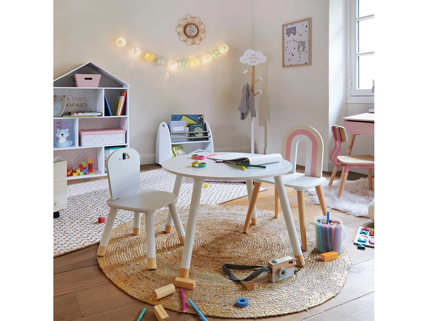 Lampe à Poser en Bois "3 Pieds" 31cm Rose