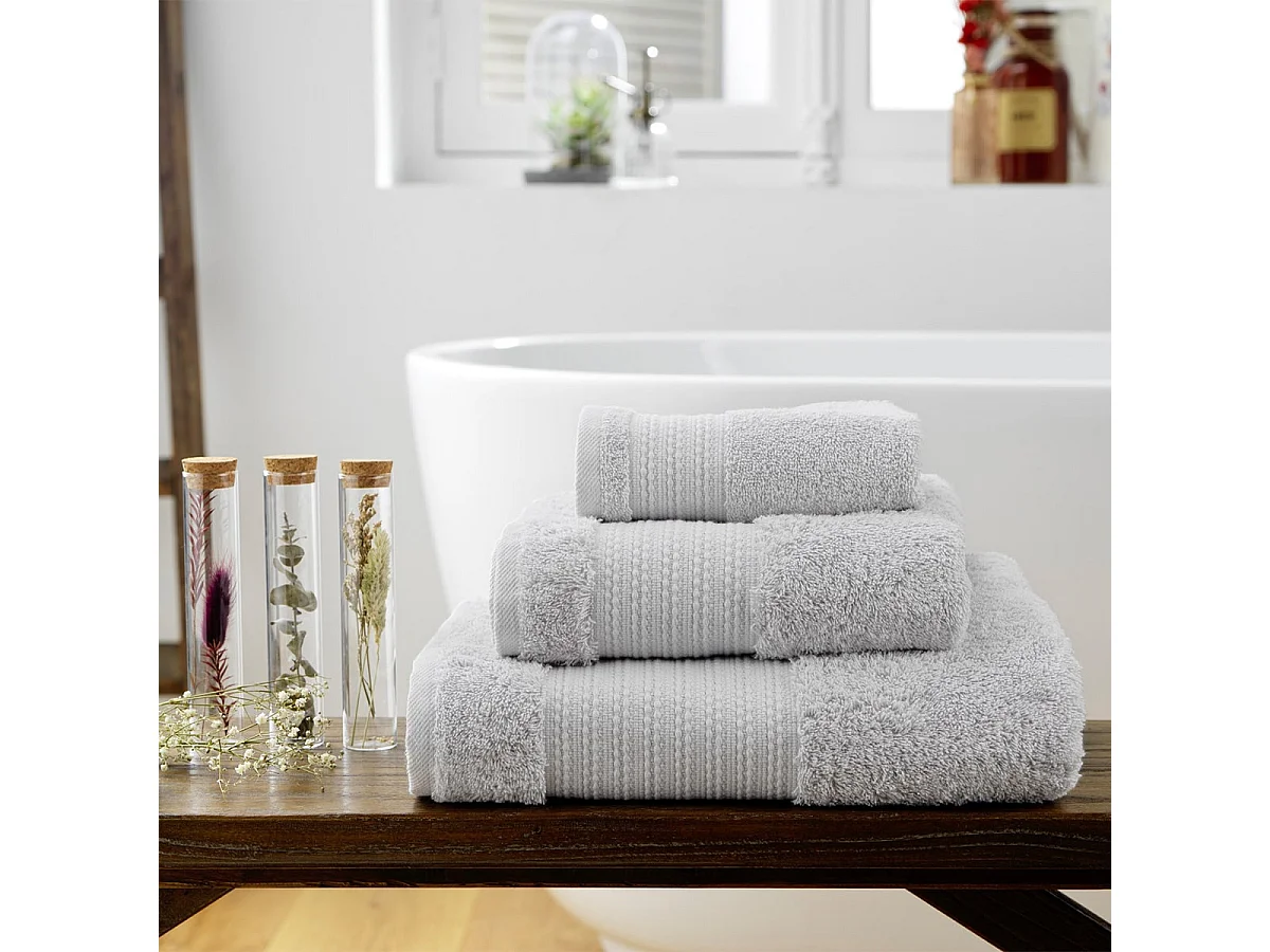 EMMA - Serviette de Bain 90x150cm en Coton Bio Coloris Nuage