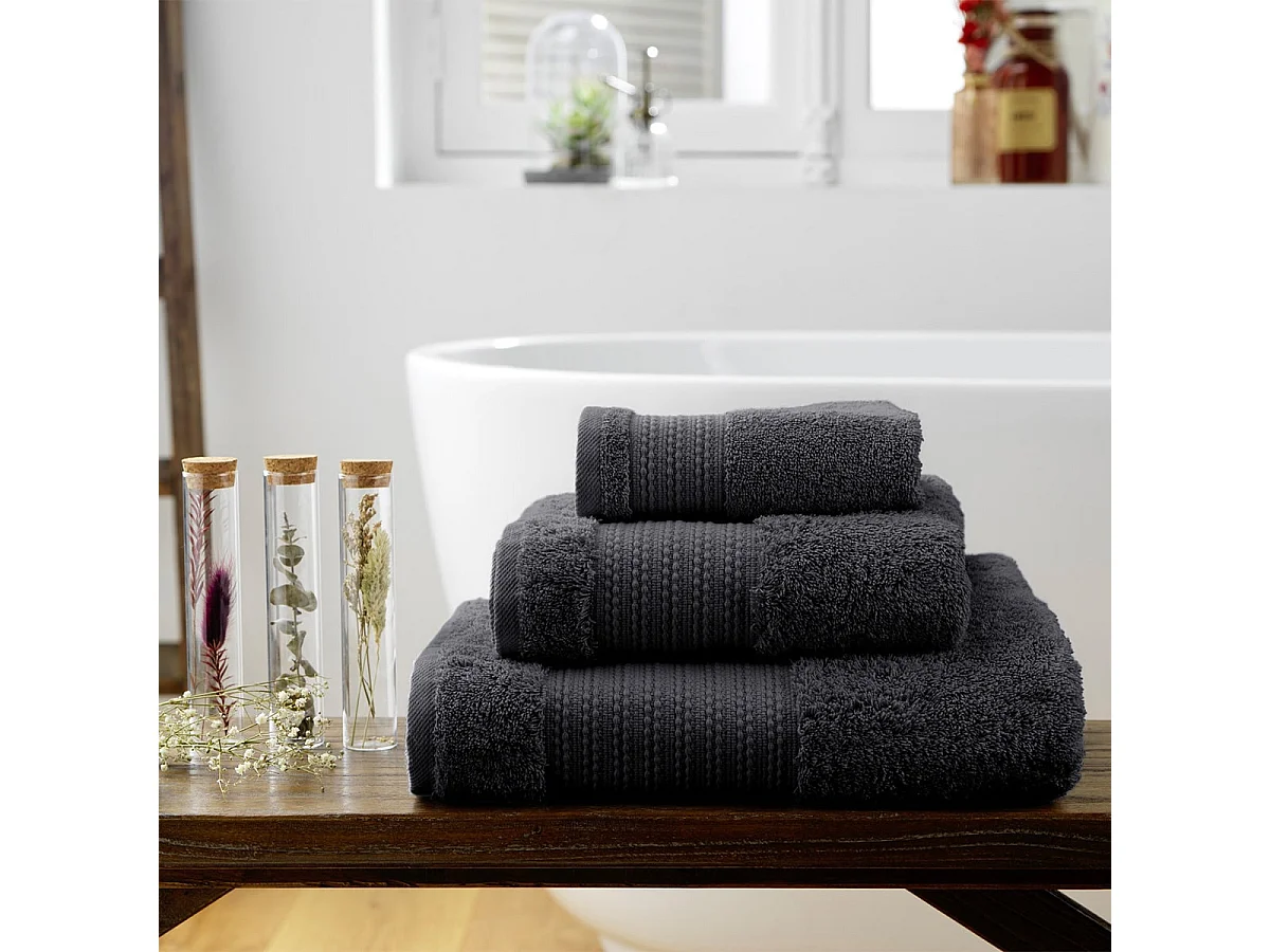 EMMA - Serviette de Douche 70x130cm en Coton Bio Coloris Orage