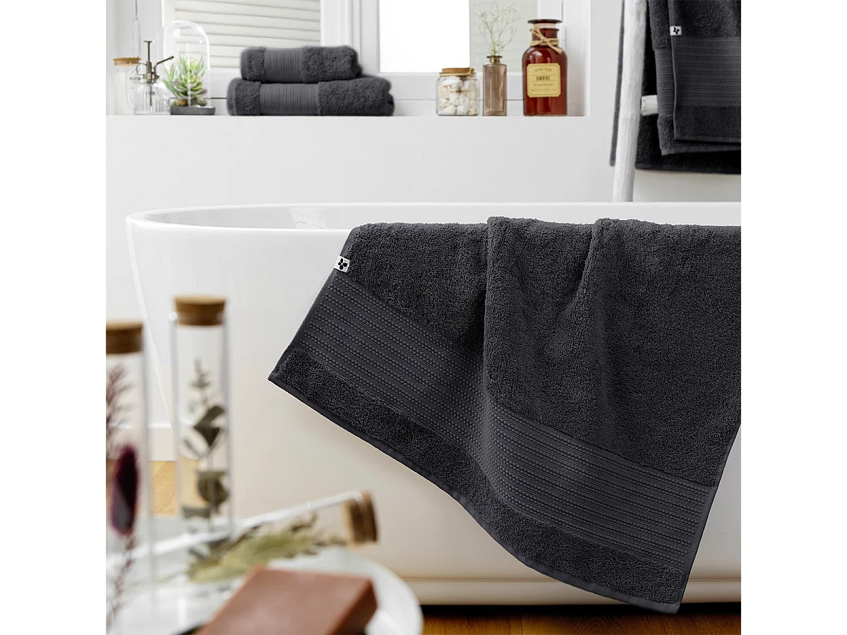 EMMA - Serviette de Douche 70x130cm en Coton Bio Coloris Orage