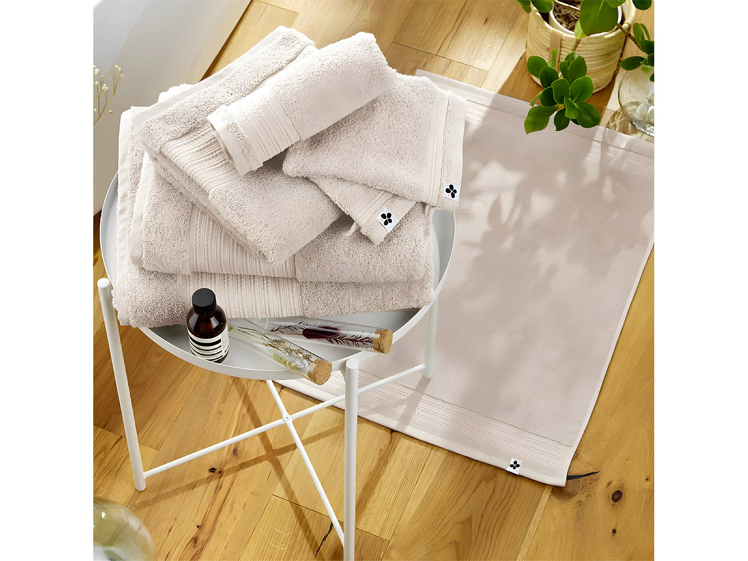 EMMA - Serviette de Toilette 50x90cm en Coton Bio Coloris Pampa