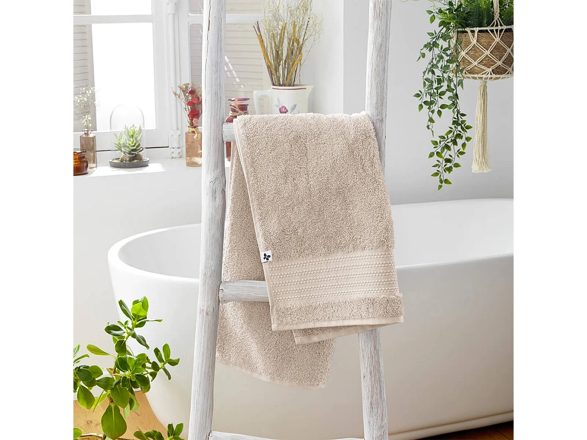 EMMA - Serviette de Toilette 50x90cm en Coton Bio Coloris Pampa