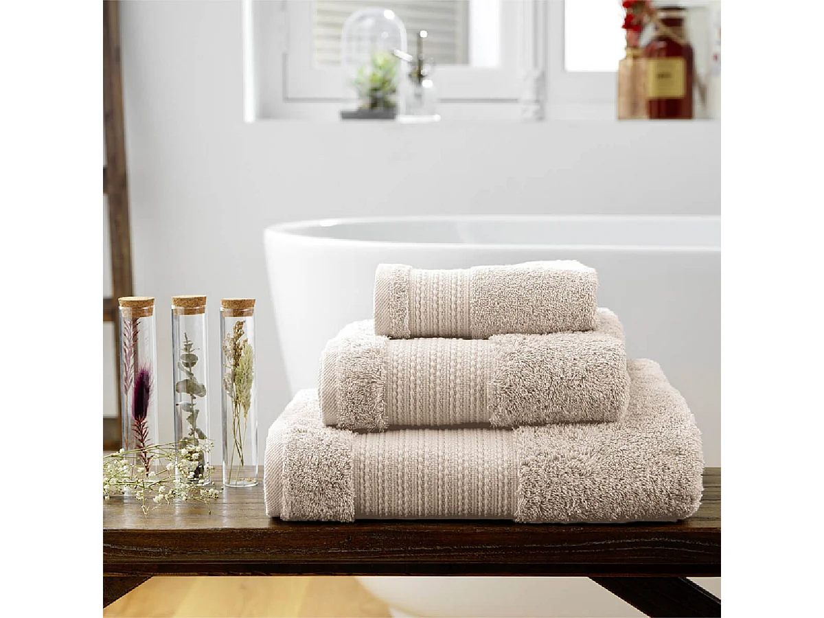 EMMA - Serviette de Toilette 50x90cm en Coton Bio Coloris Pampa