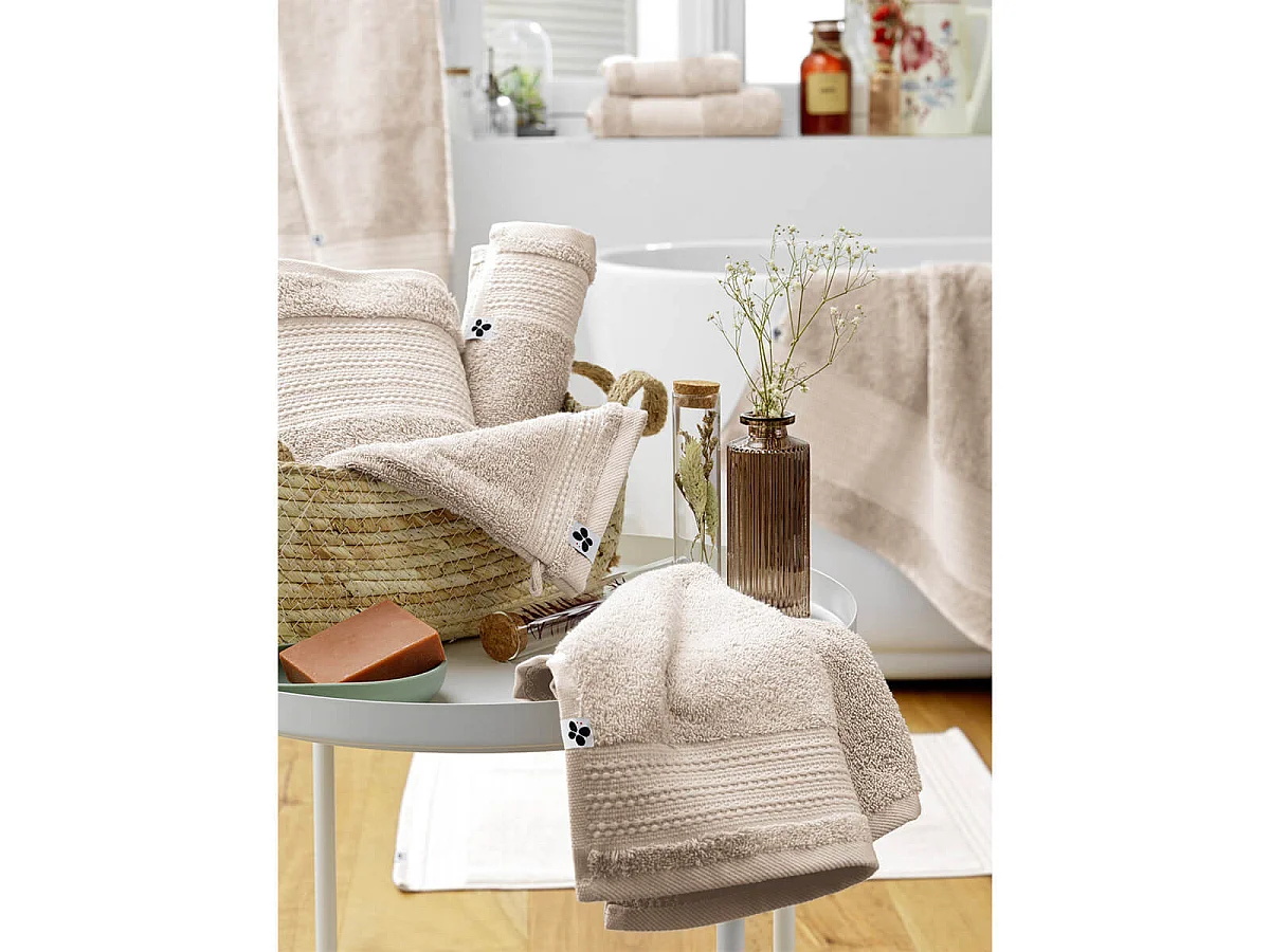 EMMA - Serviette de Toilette 50x90cm en Coton Bio Coloris Pampa