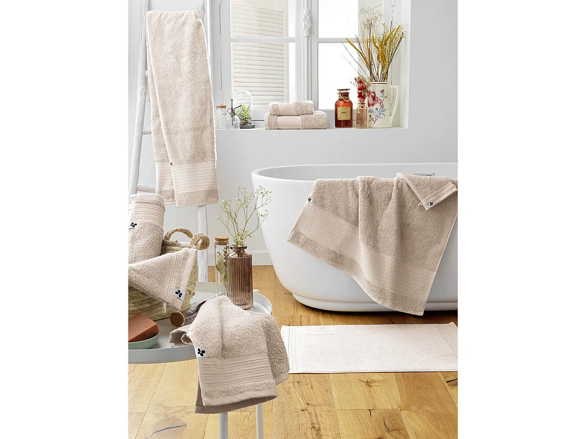 EMMA - Serviette de Toilette 50x90cm en Coton Bio Coloris Pampa