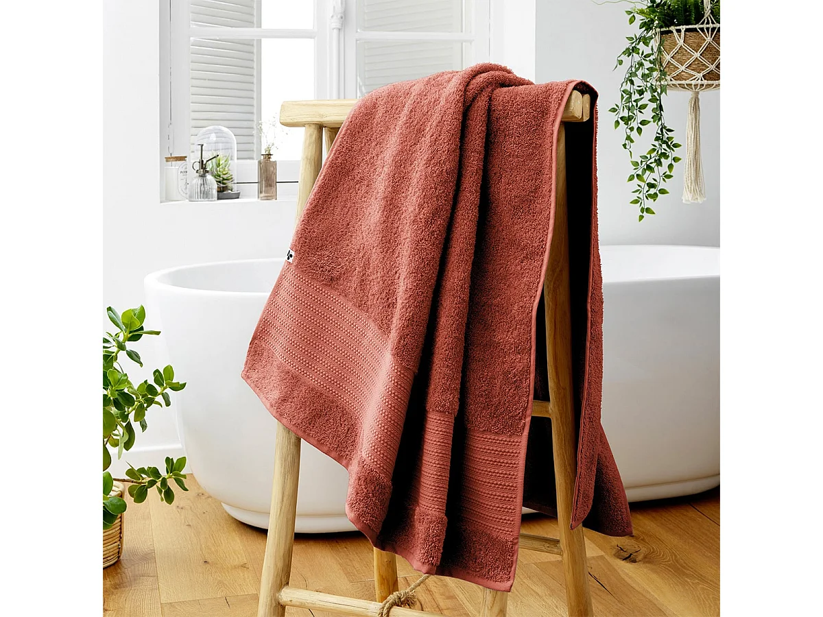 EMMA - Serviette de Bain 90x150cm en Coton Bio Coloris Terracotta