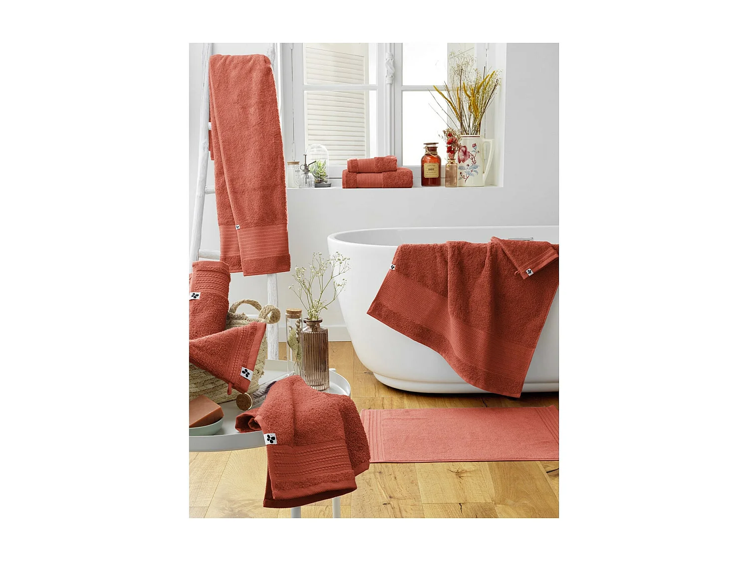 EMMA - Serviette de Bain 90x150cm en Coton Bio Coloris Terracotta