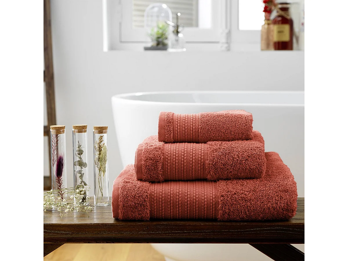 EMMA - Serviette de Bain 90x150cm en Coton Bio Coloris Terracotta