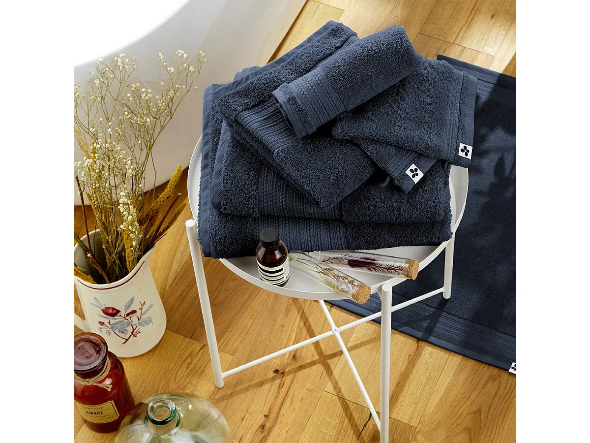 EMMA - Serviette de Douche 70x130cm en Coton Bio Coloris Minuit