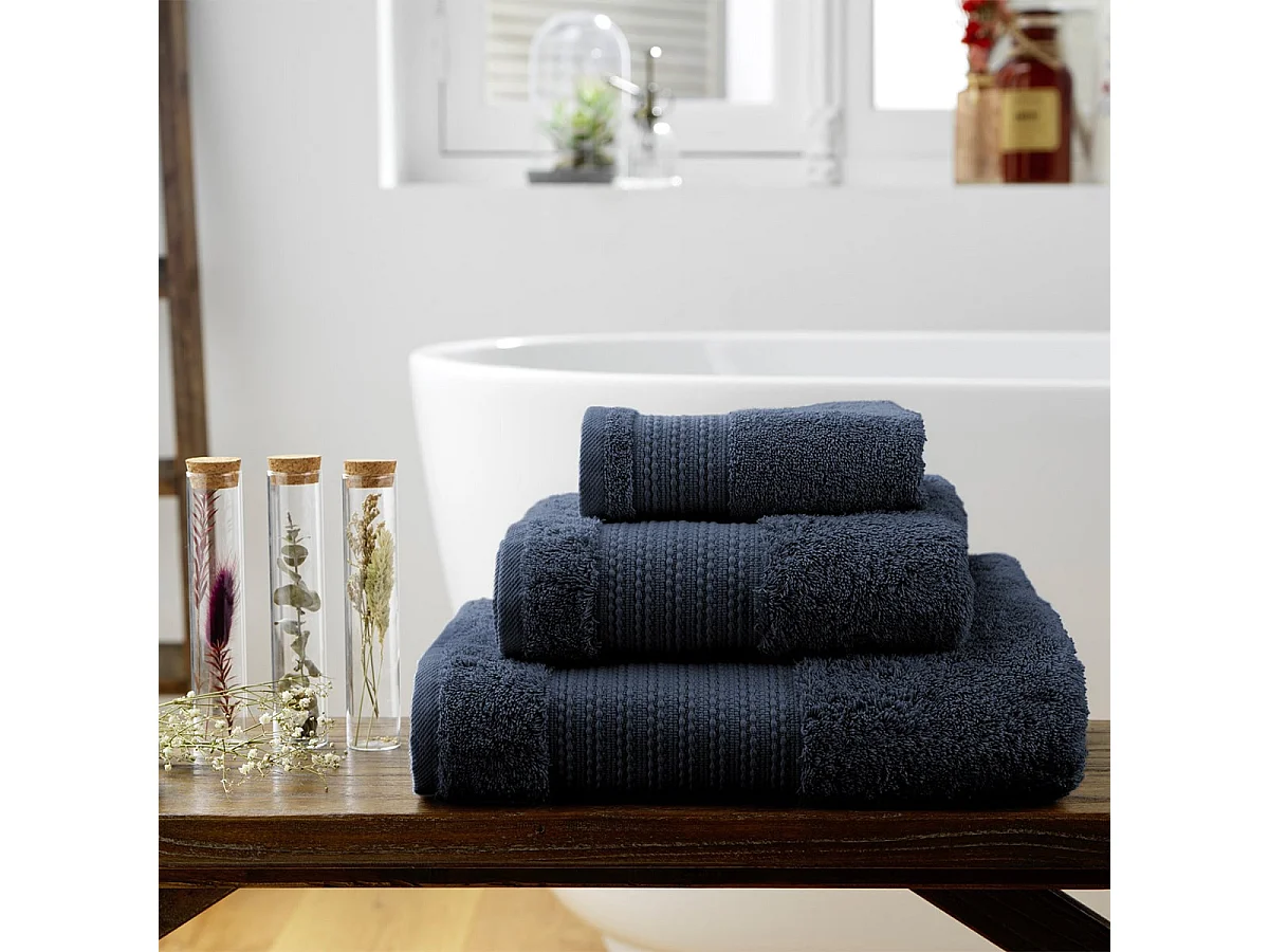 EMMA - Serviette de Douche 70x130cm en Coton Bio Coloris Minuit